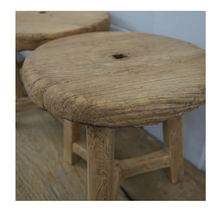 Load image into Gallery viewer, Wells Vintage Wooden Wheel Side Table